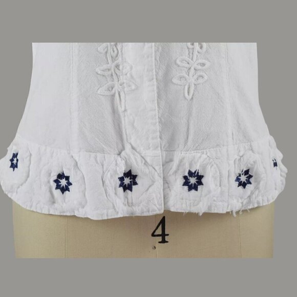 GIOCAM EMBROIDERED WHITE BLUE BUTTON UP CANVAS JACKET - Picture 4 of 8